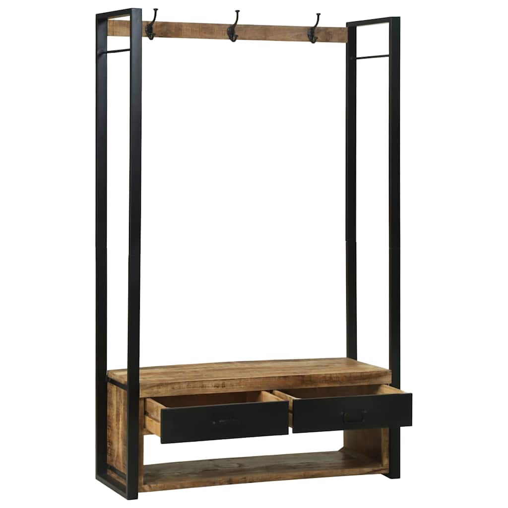 Portant À Vêtements Avec Tiroir Marron Bois De Manguier Massif