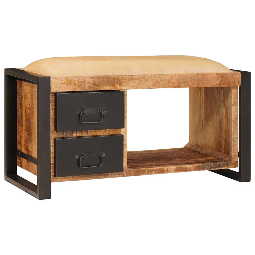 Banc De Rangement Avec Tiroir Marron Bois De Manguier Massif