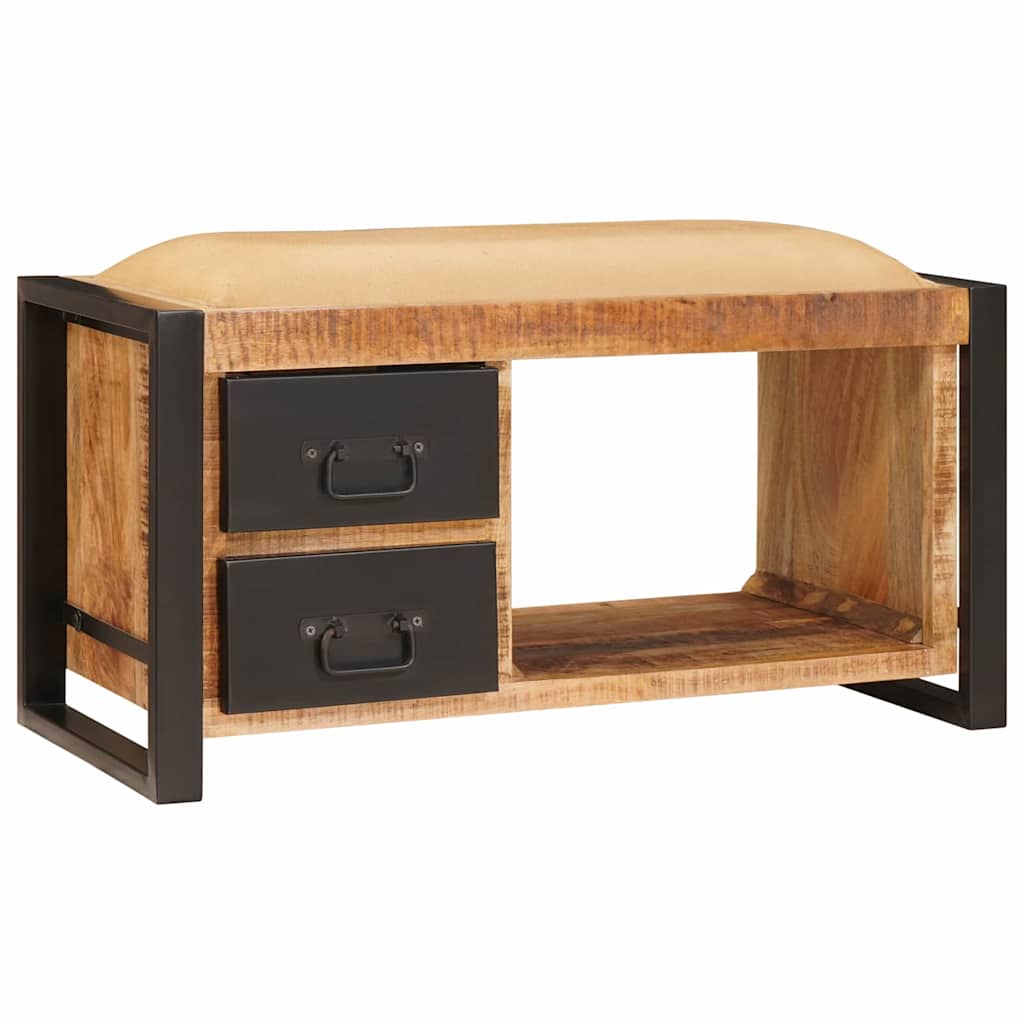 Banc De Rangement Avec Tiroir Marron Bois De Manguier Massif
