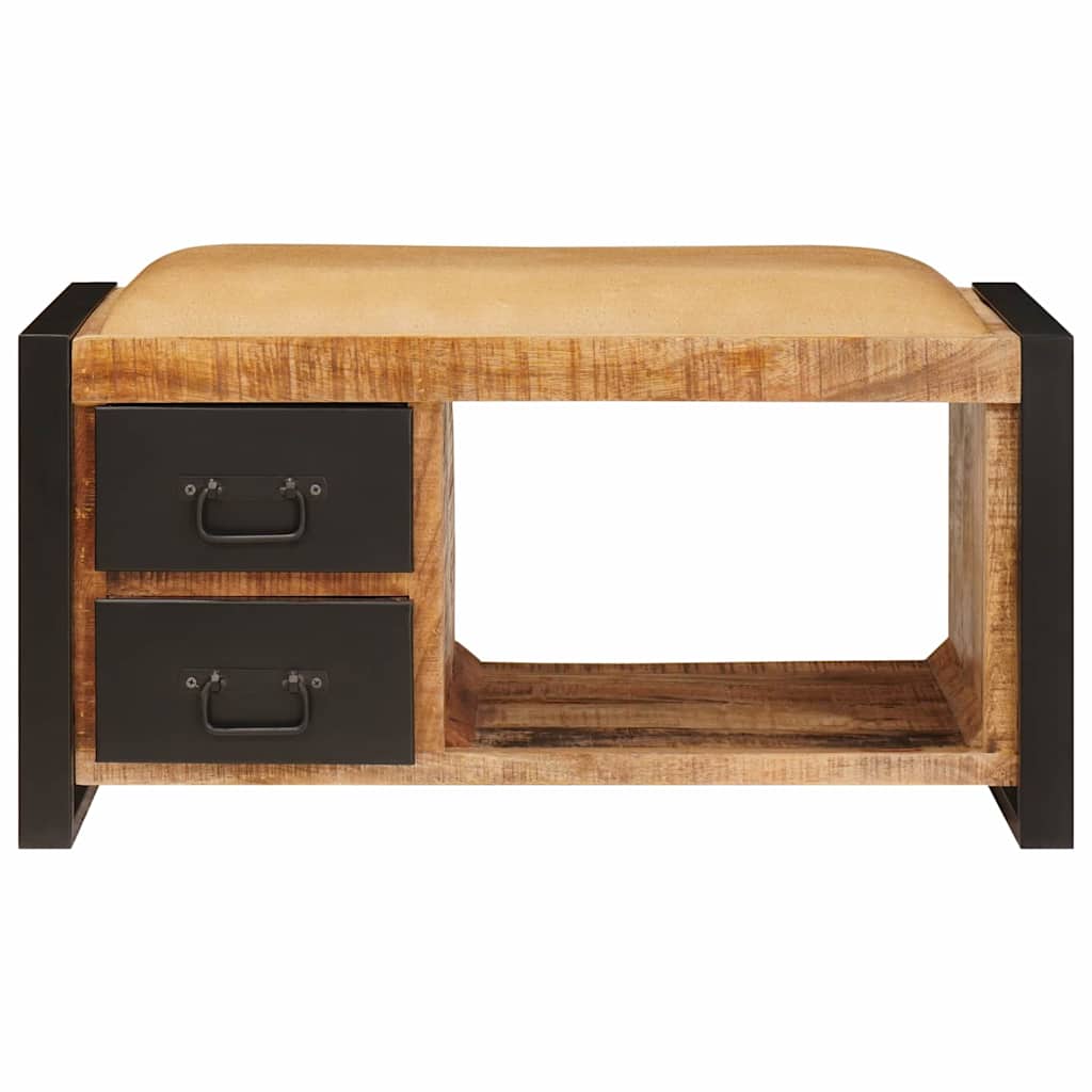 Banc De Rangement Avec Tiroir Marron Bois De Manguier Massif