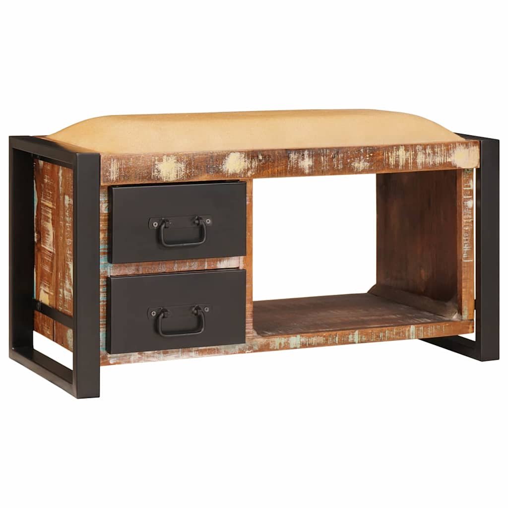 Banc De Rangement Avec Tiroir Marron Bois De Manguier Massif