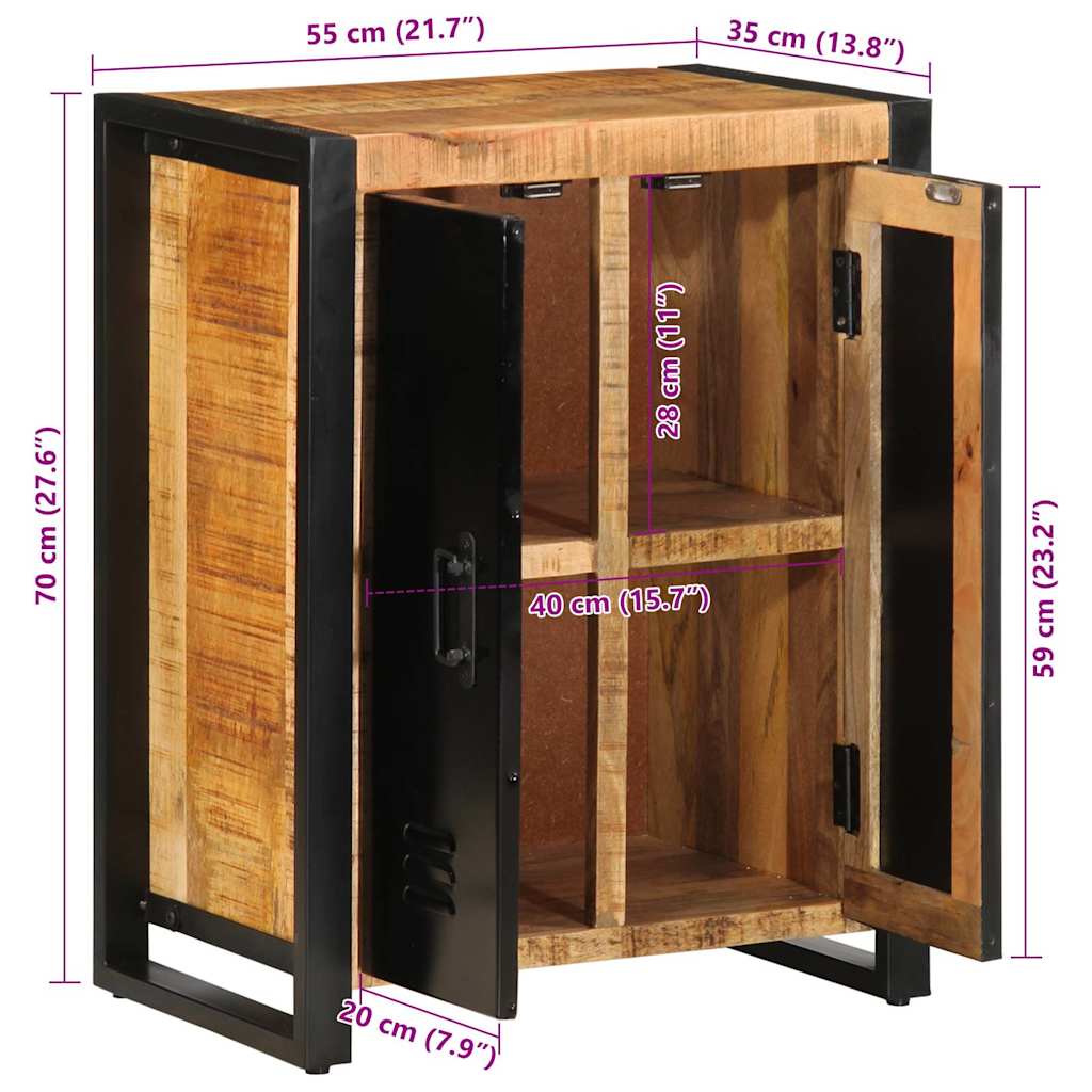 Buffet 55X35X70 Cm Bois De Manguier Brut Massif