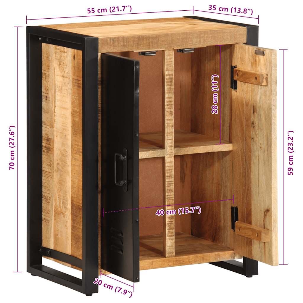 Buffet 55X35X70 Cm Bois De Manguier Brut Massif