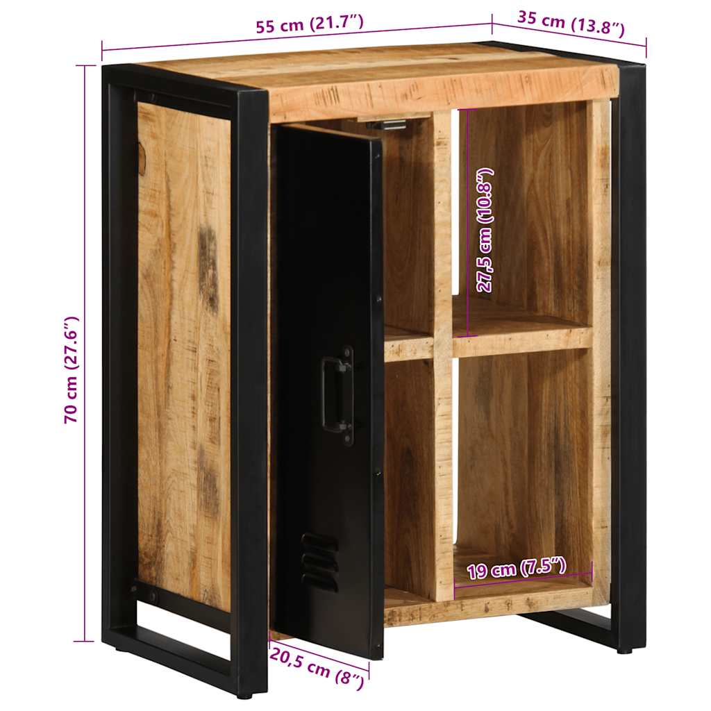 Buffet 55X35X70 Cm Bois De Manguier Brut Massif