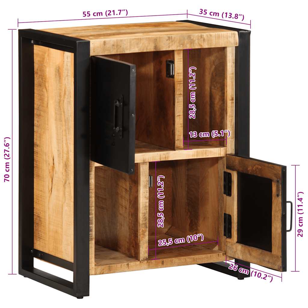 Buffet 55X35X70 Cm Bois De Manguier Brut Massif