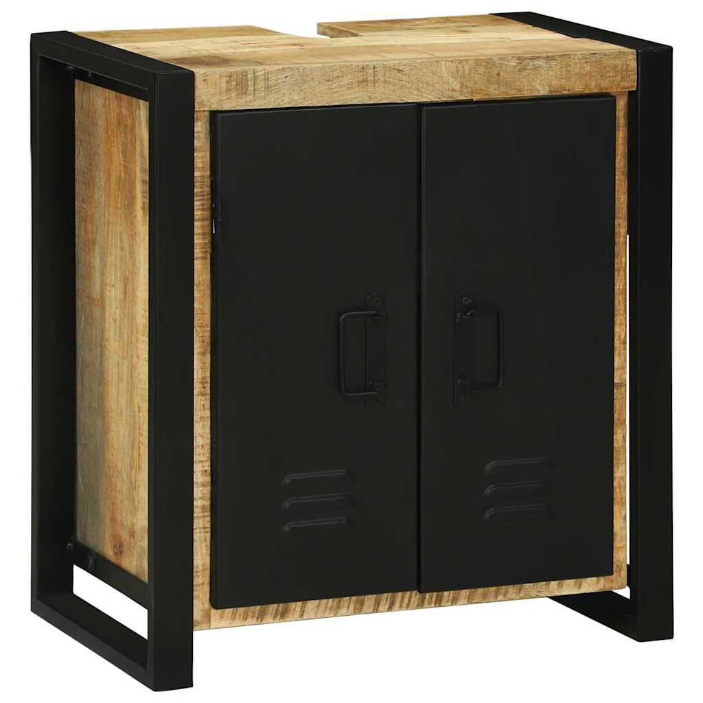 Cabinet Pour Lavabo Avec Porte Marron Bois De Manguier Massif