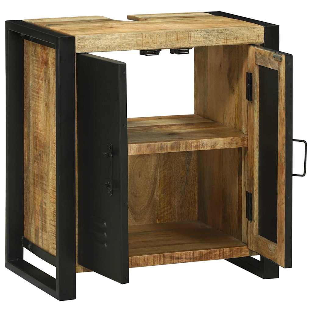 Cabinet Pour Lavabo Avec Porte Marron Bois De Manguier Massif