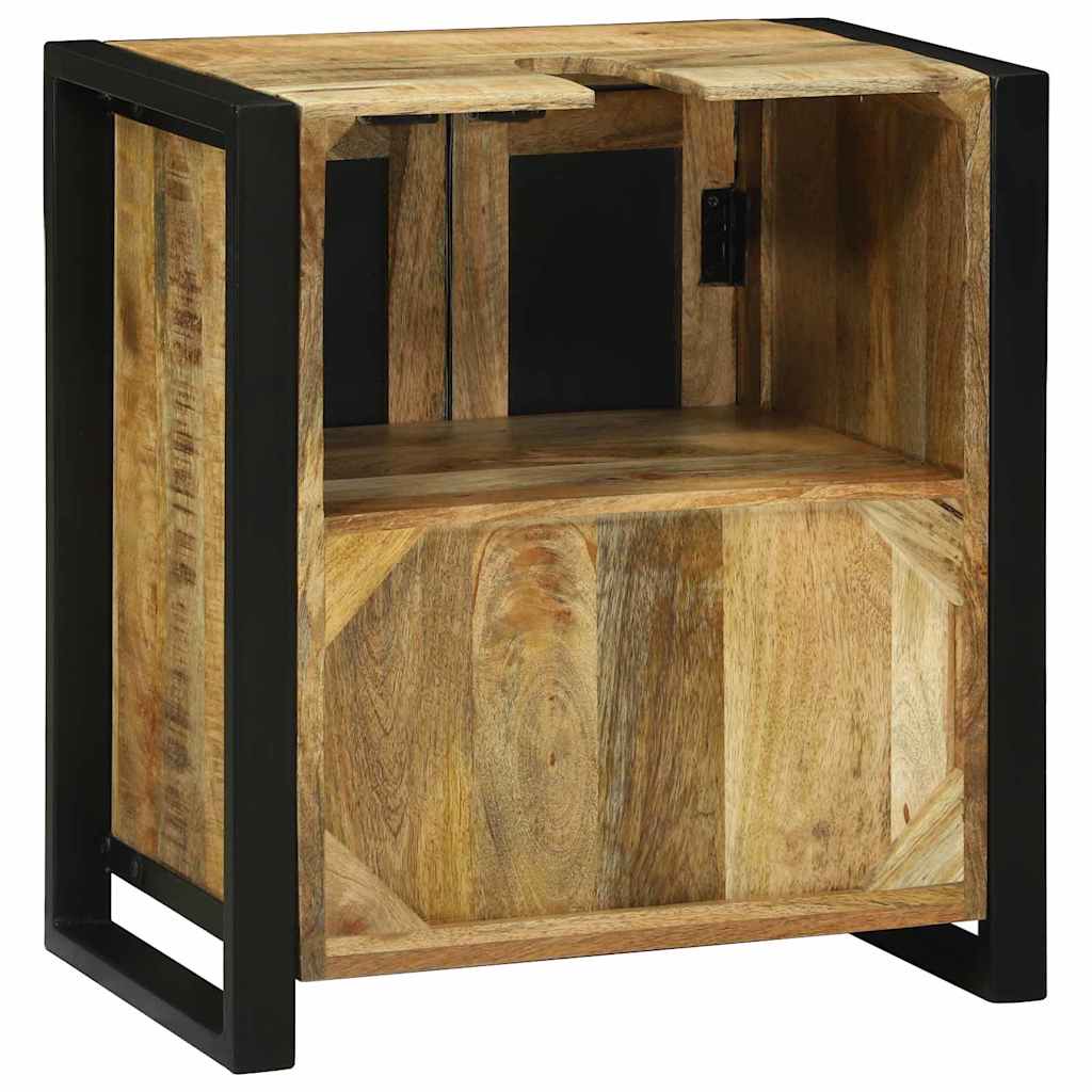 Cabinet Pour Lavabo Avec Porte Marron Bois De Manguier Massif