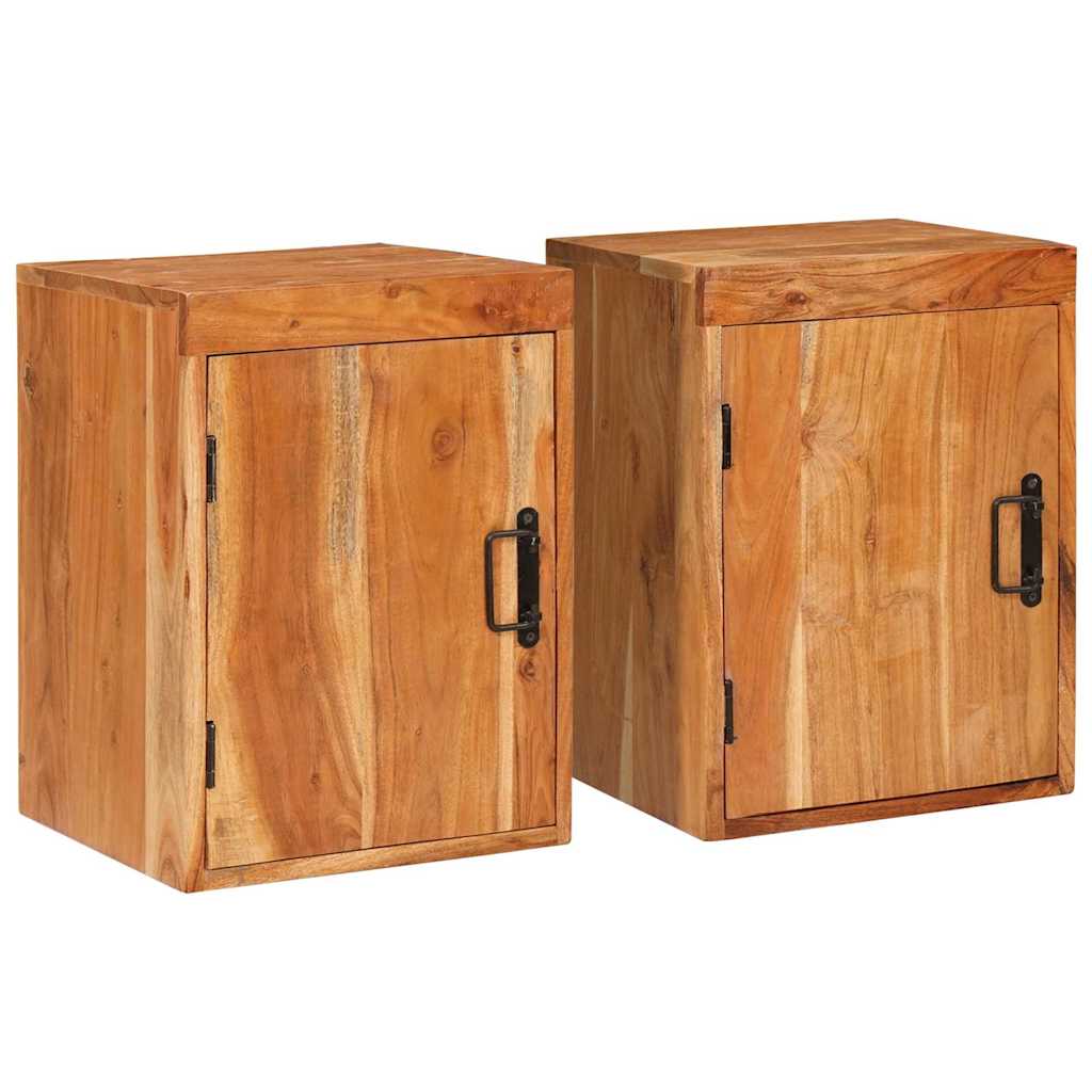 Table De Chevet 2 Pcs Marron Bois Massif D'acacia