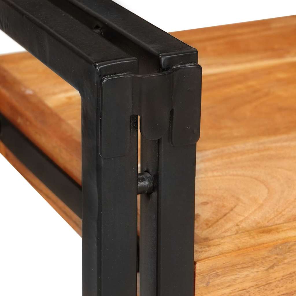 Table De Chevet Marron Et Noir Bois Massif D'acacia