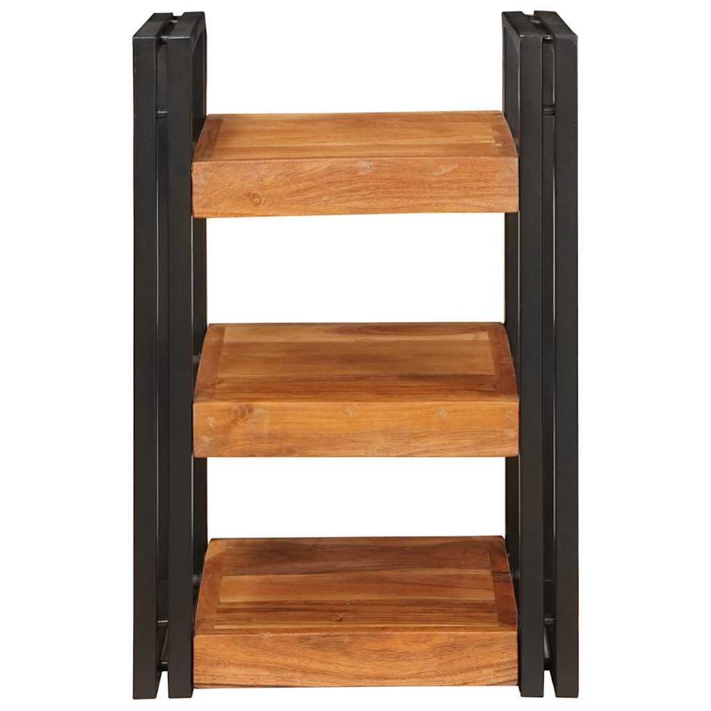 Table De Chevet Marron Et Noir Bois Massif D'acacia