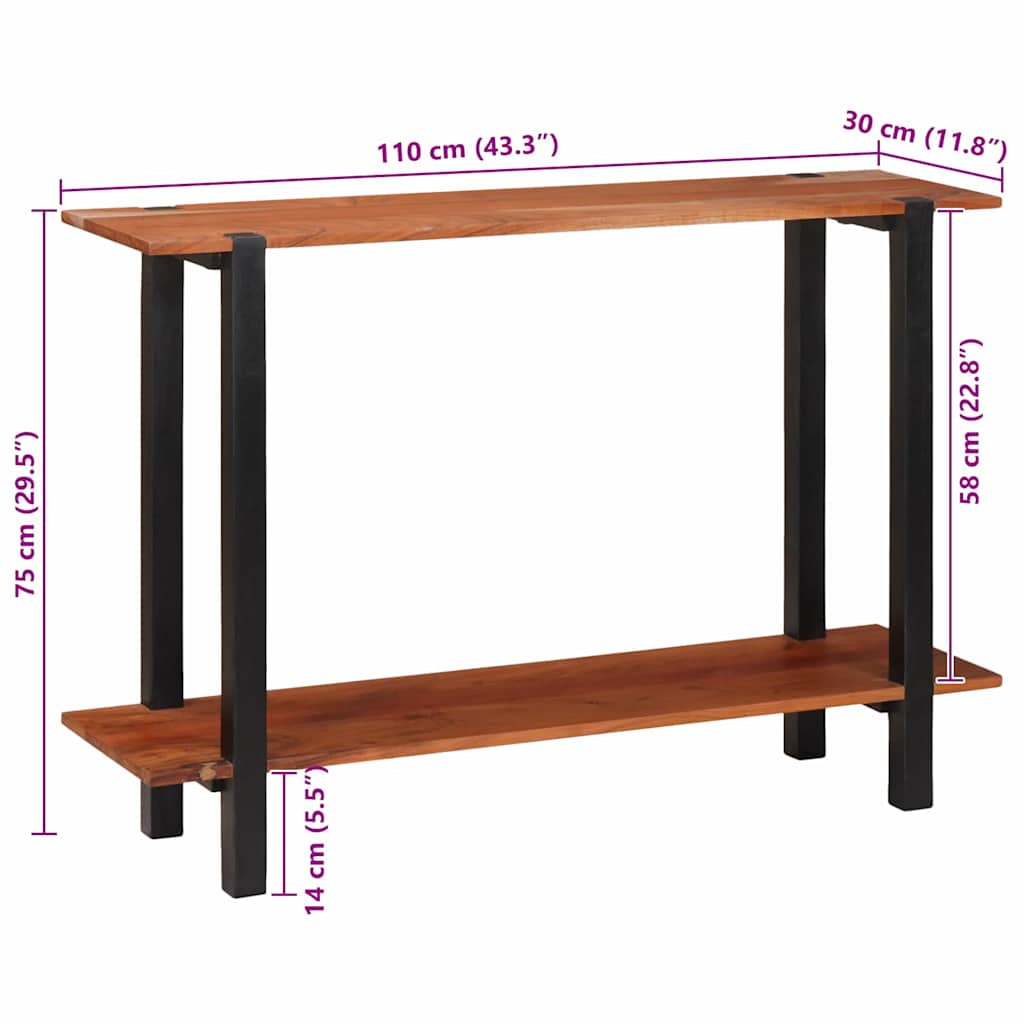 Table Console Marron 110 X 30 X 75 Cm Bois D'acacia Massif Naturel (Non Fini)