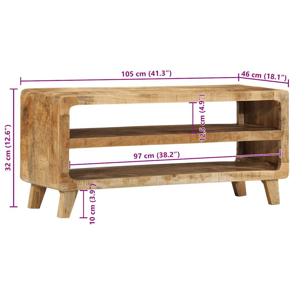 Meuble Tv 105X46X32 Cm Bois Massif De Manguier Brut