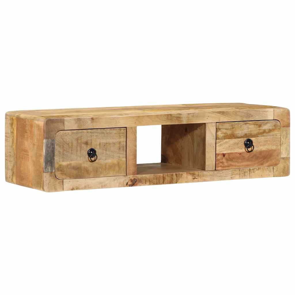 Meuble Tv Mural 100X32X25 Cm Bois Massif Manguier Brut