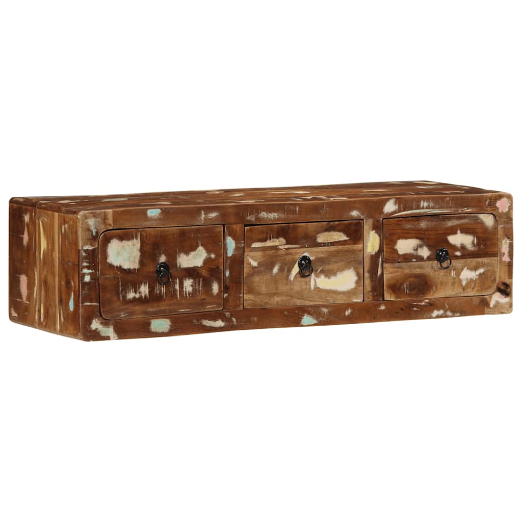 Meuble Tv Mural 100X32X25 Cm Bois Massif Manguier Brut