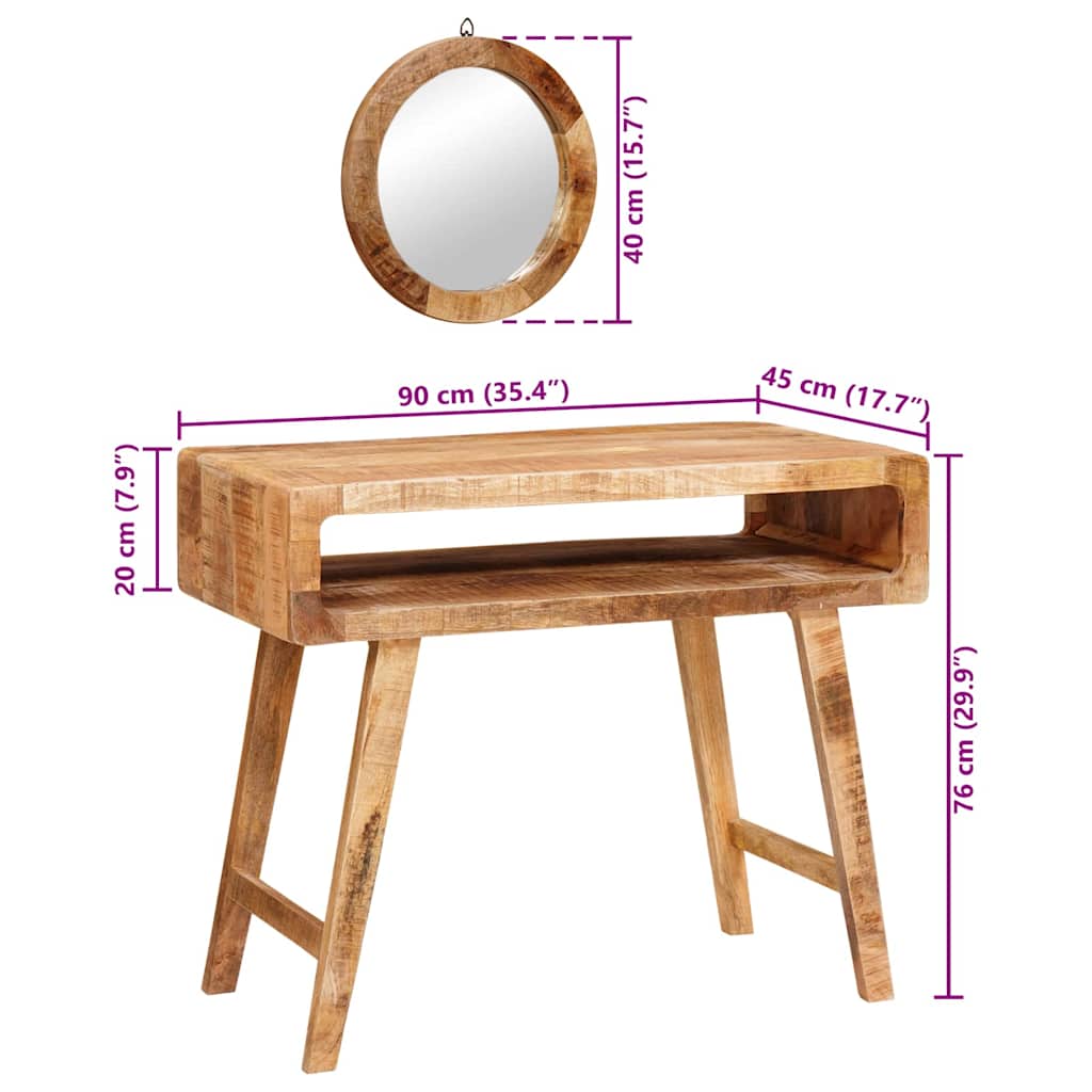 Table De Toilette Avec Étagère Marron Bois De Manguier Massif