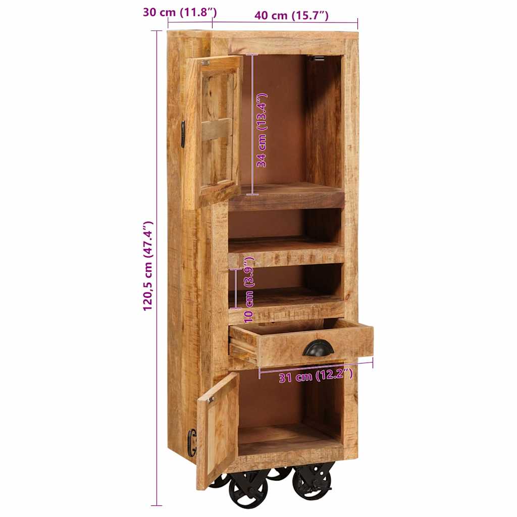 Haut Armoire Marron 40 X 30 X 120,5 Cm Bois De Manguier Massif