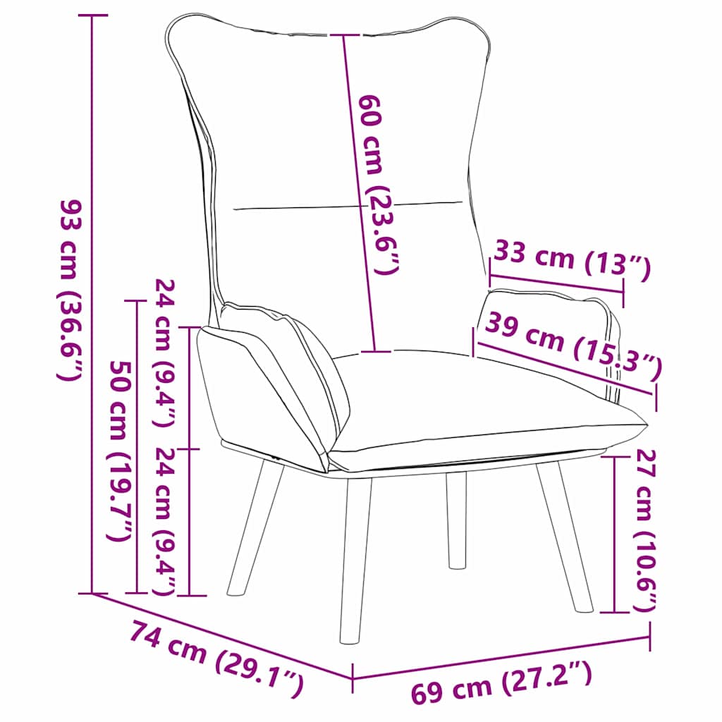 Fauteuil Relaxant 69 X 74 X 93 Cm Faux Cuir