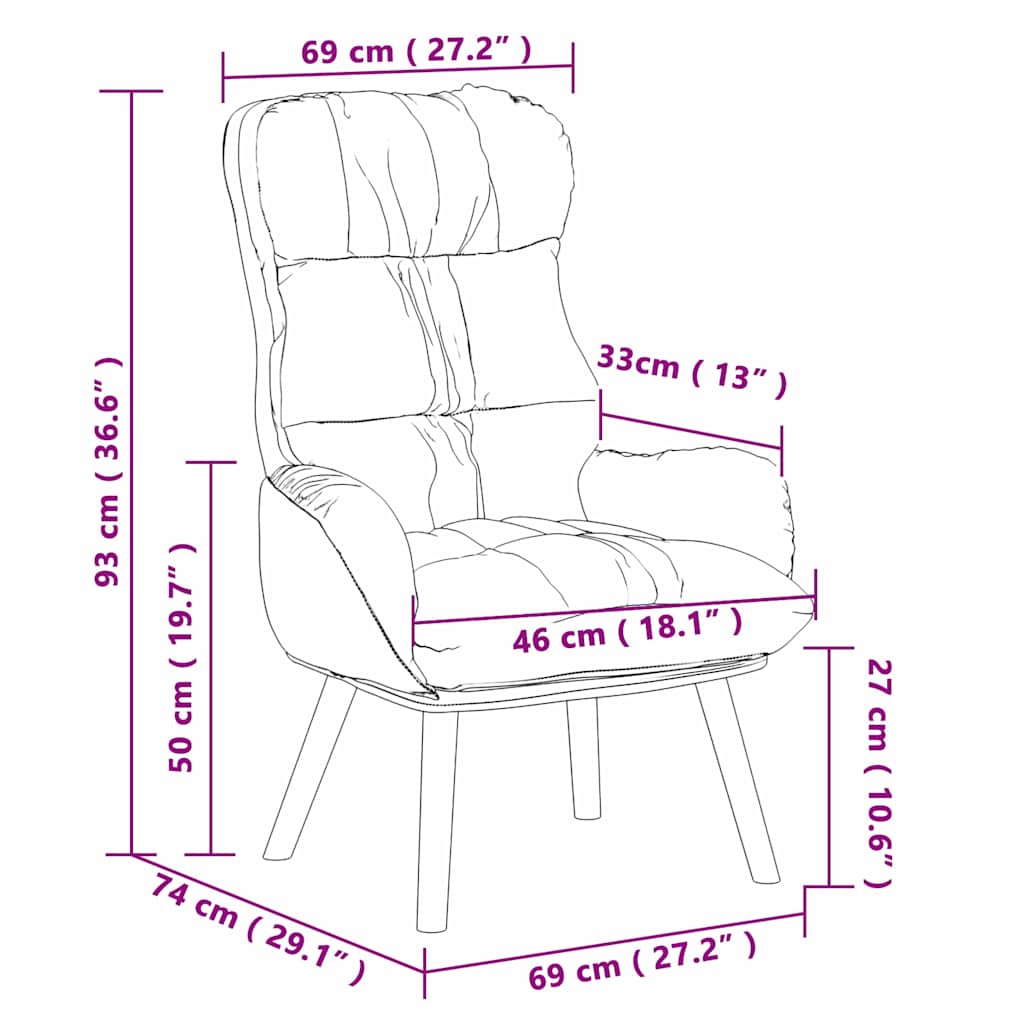 Fauteuil Relaxant 69 X 74 X 93 Cm Faux Cuir