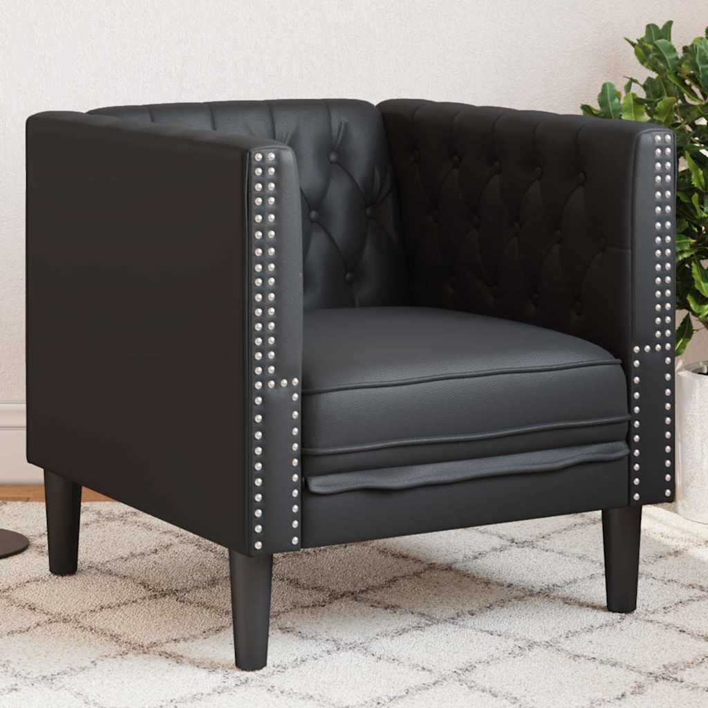 Canapé Chesterfield Argyle Noir 194 X 74.5 X 70.5 Cm Faux Cuir