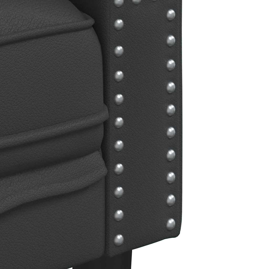 Canapé Chesterfield Argyle Noir 194 X 74.5 X 70.5 Cm Faux Cuir