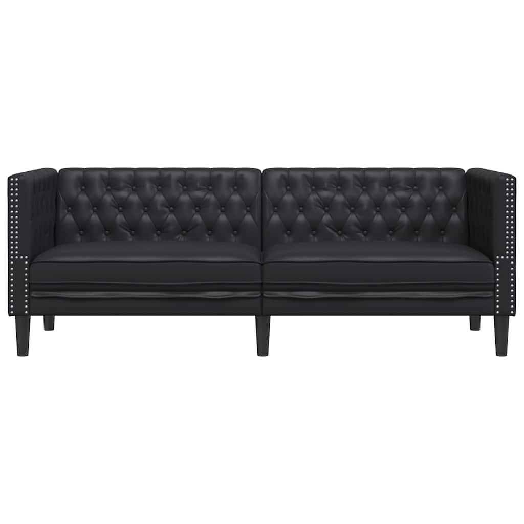 Canapé Chesterfield Argyle Noir 194 X 74.5 X 70.5 Cm Faux Cuir