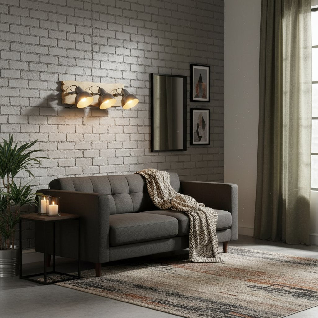 Applique Murale Industrielle au Style Bois de Manguier et Fer