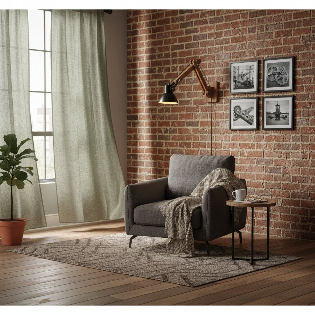 Applique Murale Intérieur Industrielle en Bois et Fer Noir