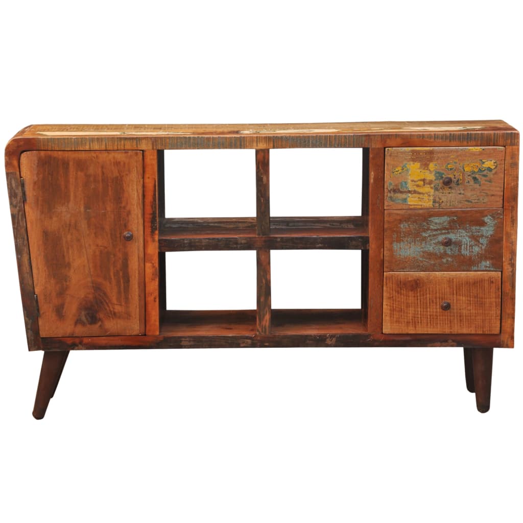 Armoire Avec 1 Porte 4 Étagères 3 Tiroirs Bois Massif Récupéré-La-Fabrique-Industrielle