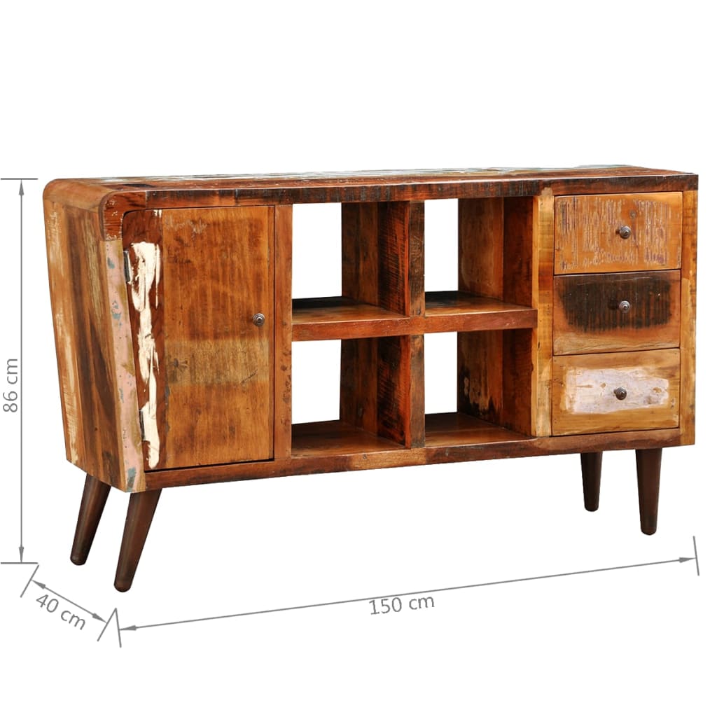 Armoire Avec 1 Porte 4 Étagères 3 Tiroirs Bois Massif Récupéré-La-Fabrique-Industrielle