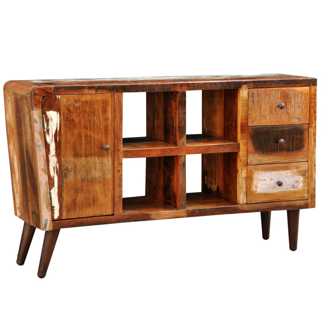 Armoire Avec 1 Porte 4 Étagères 3 Tiroirs Bois Massif Récupéré-La-Fabrique-Industrielle