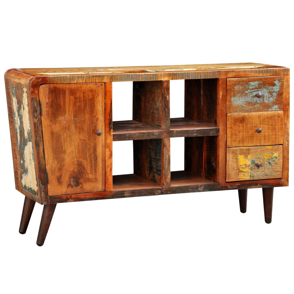 Armoire Avec 1 Porte 4 Étagères 3 Tiroirs Bois Massif Récupéré-La-Fabrique-Industrielle