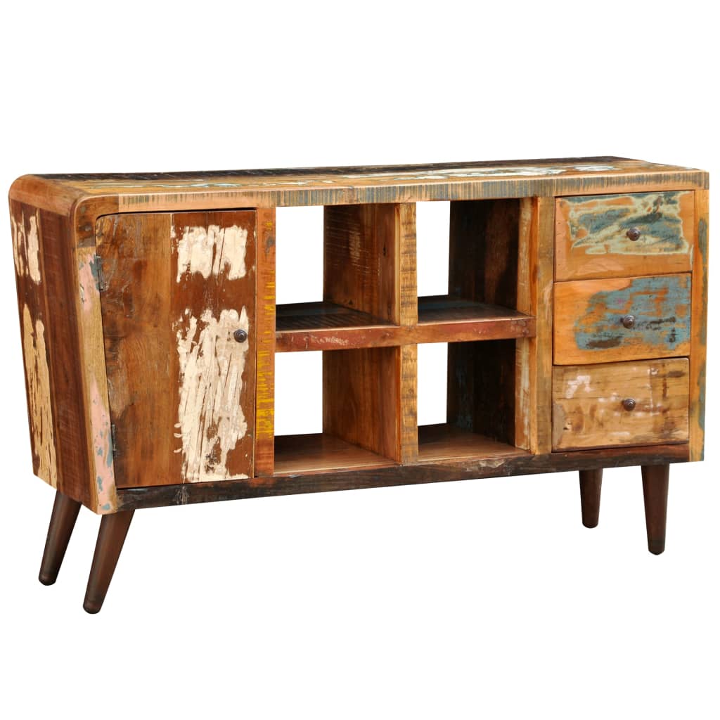 Armoire Avec 1 Porte 4 Étagères 3 Tiroirs Bois Massif Récupéré-La-Fabrique-Industrielle