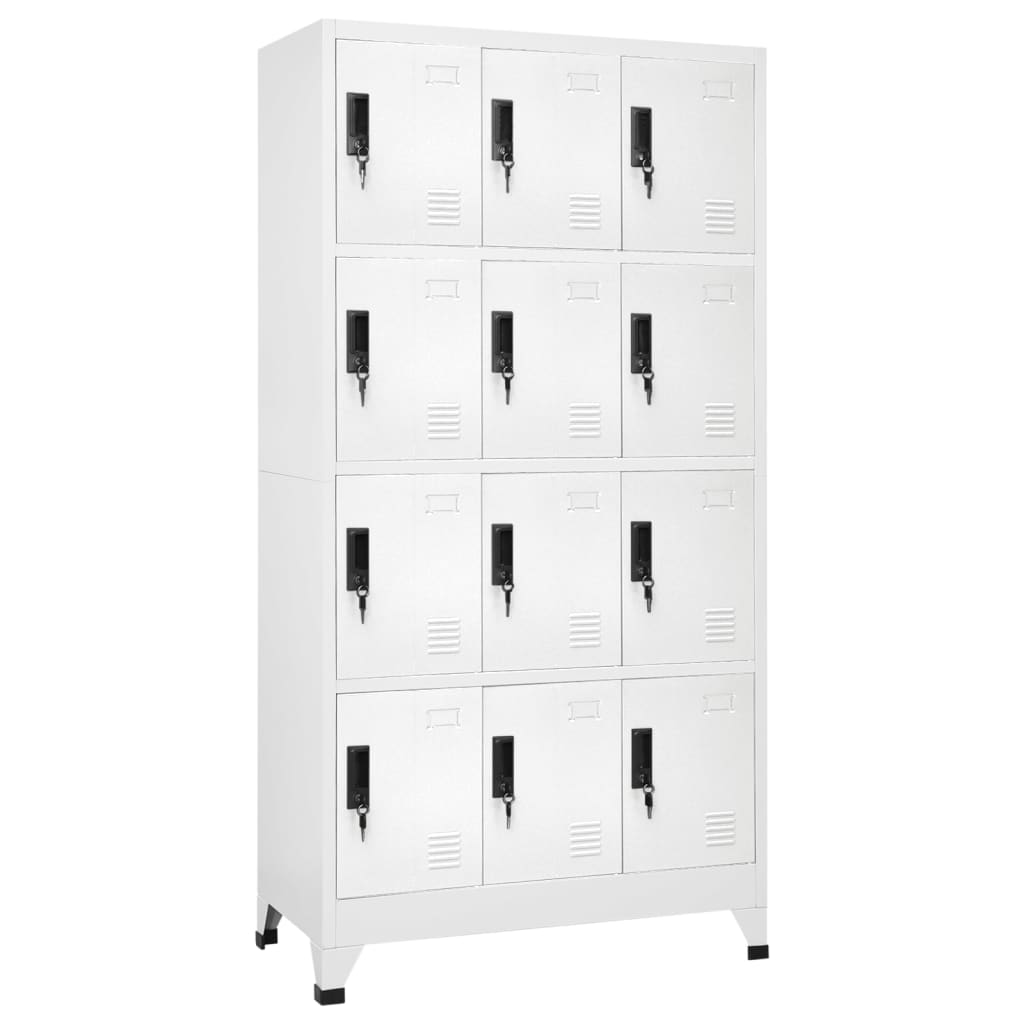 Armoire Casier Industriel en Acier Blanc-Avec 12 casiers-1-La-Fabrique-Industrielle