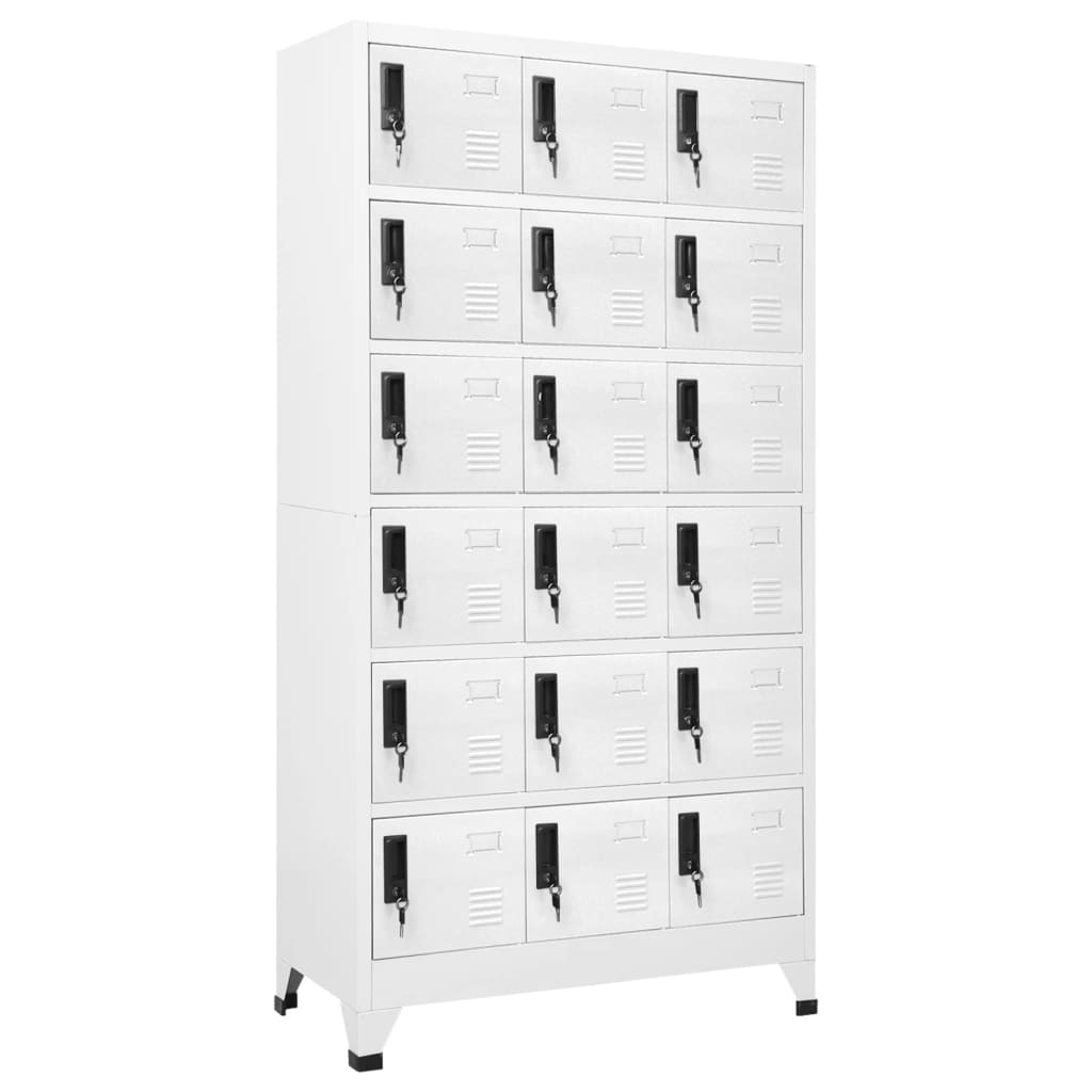 Armoire Casier Industriel en Acier Blanc-Avec 18 casiers-1-La-Fabrique-Industrielle