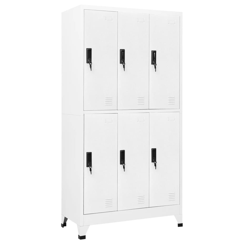 Armoire Casier Industriel en Acier Blanc-avec 6 casiers-1-La-Fabrique-Industrielle