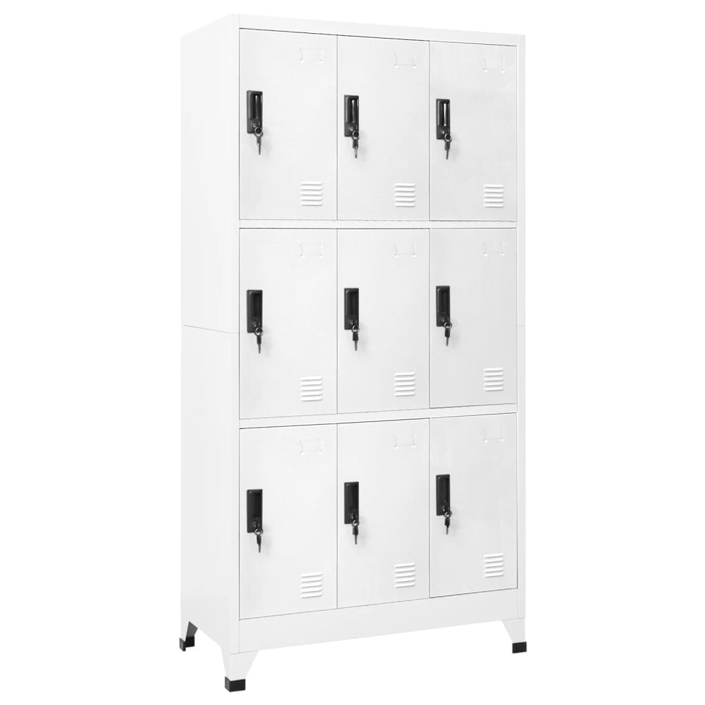 Armoire Casier Industriel en Acier Blanc-avec 9 casiers-1-La-Fabrique-Industrielle