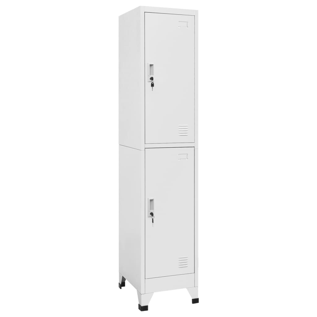 Armoire Industrielle Blanche en Acier-Avec 2 casiers-1-La-Fabrique-Industrielle