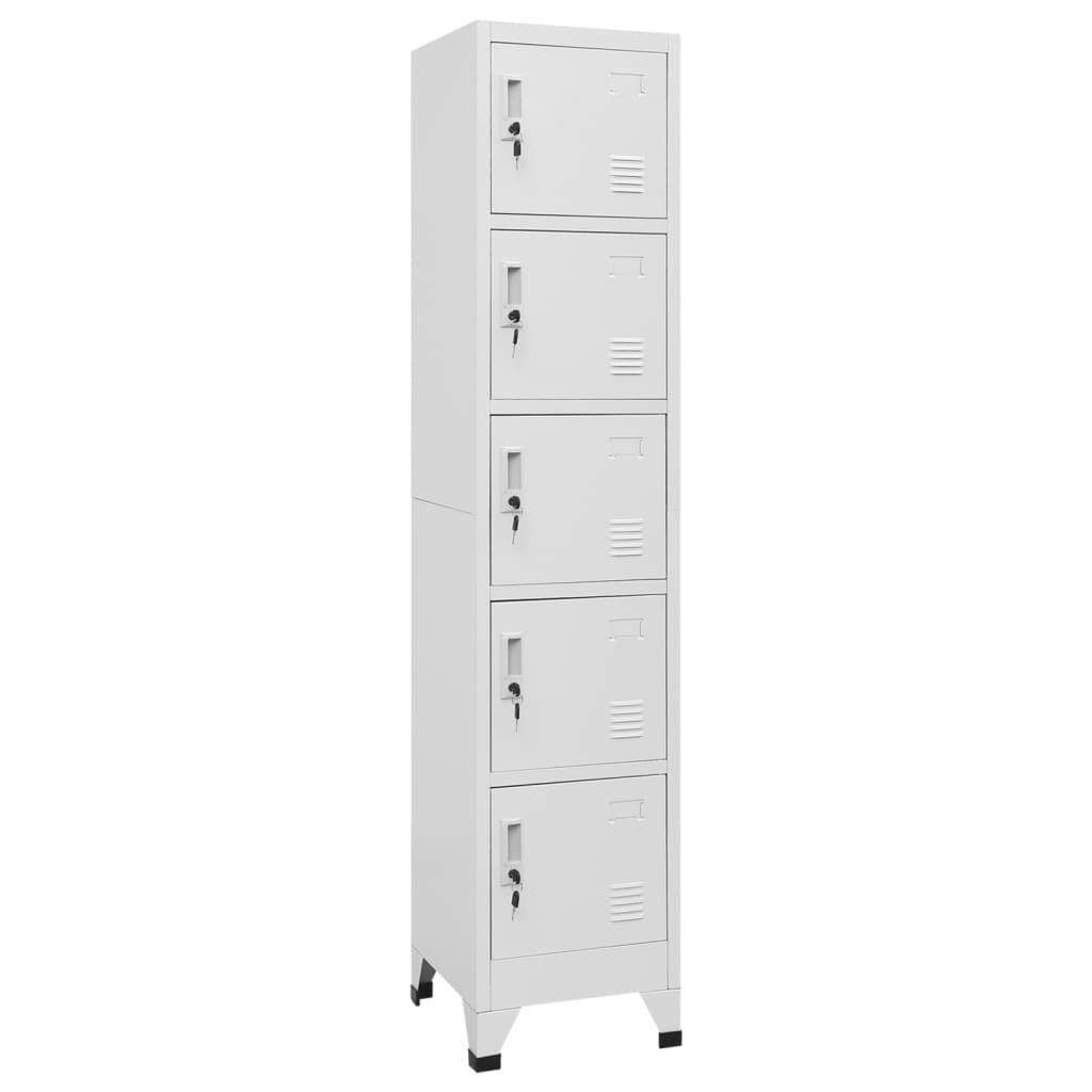 Armoire Industrielle Blanche en Acier-Avec 5 casiers-1-La-Fabrique-Industrielle