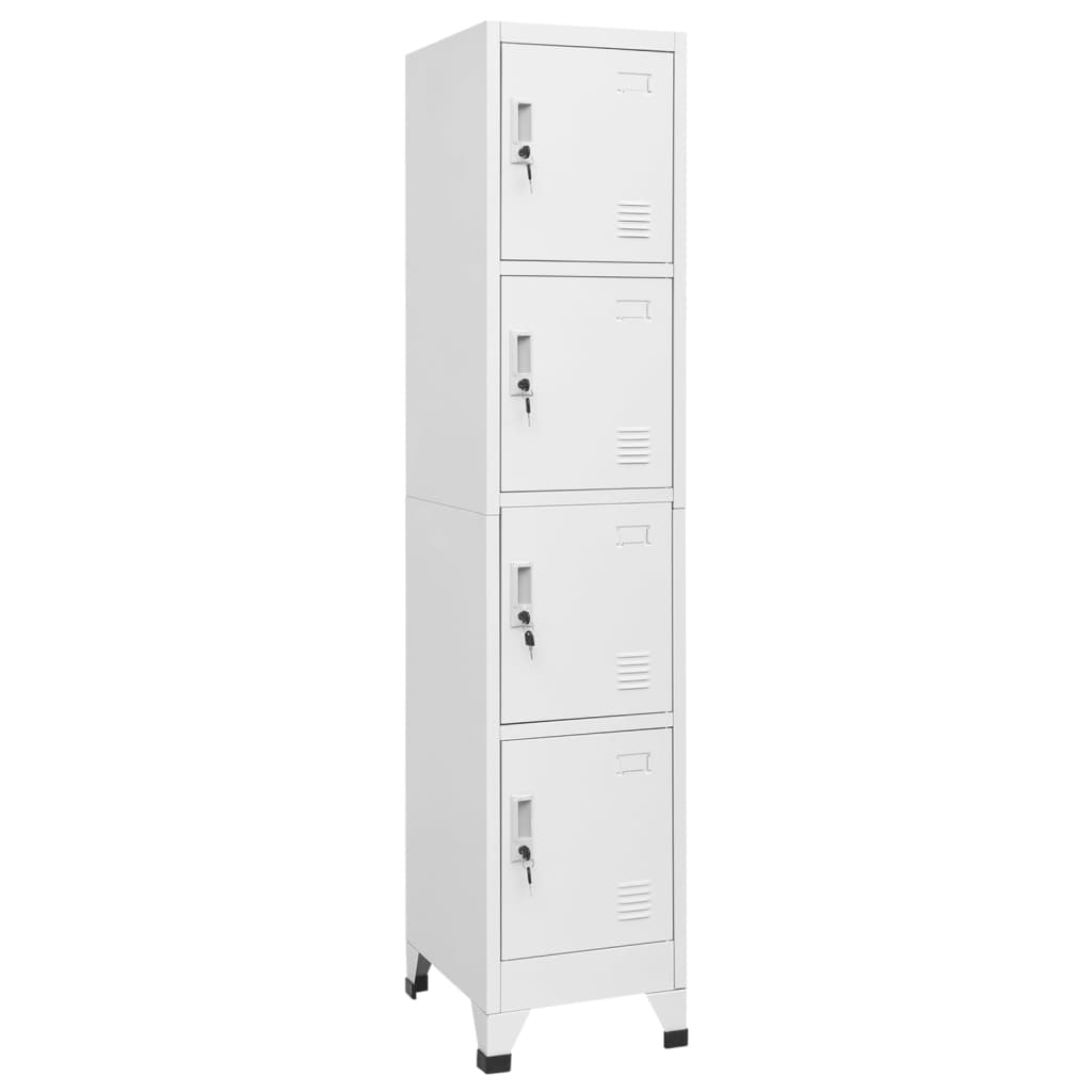 Armoire Industrielle Blanche en Acier-avec 4 casiers-1-La-Fabrique-Industrielle