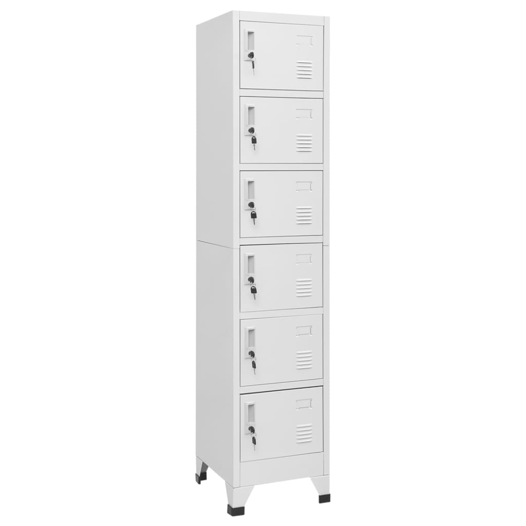 Armoire Industrielle Blanche en Acier-avec 6 casiers-1-La-Fabrique-Industrielle
