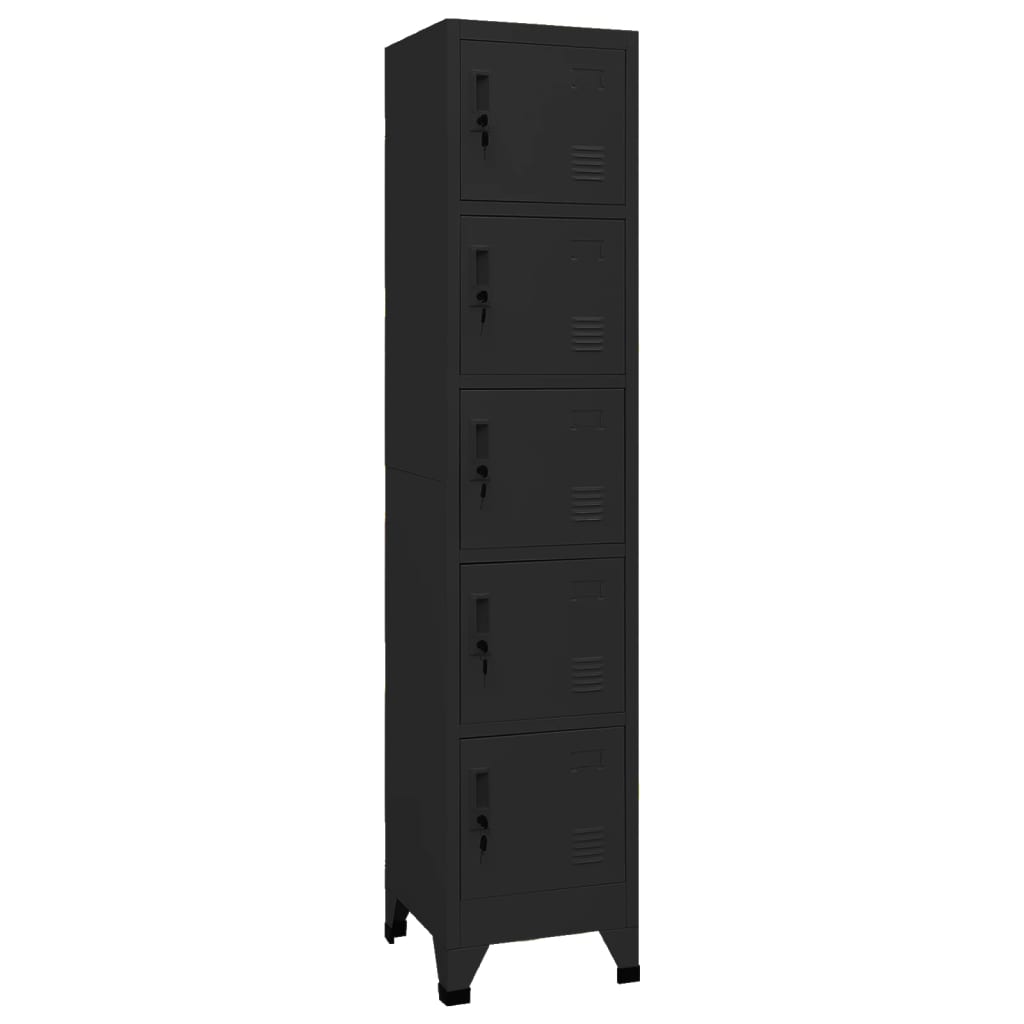 Armoire Industrielle en Métal Noir-Avec 5 casiers-1-La-Fabrique-Industrielle