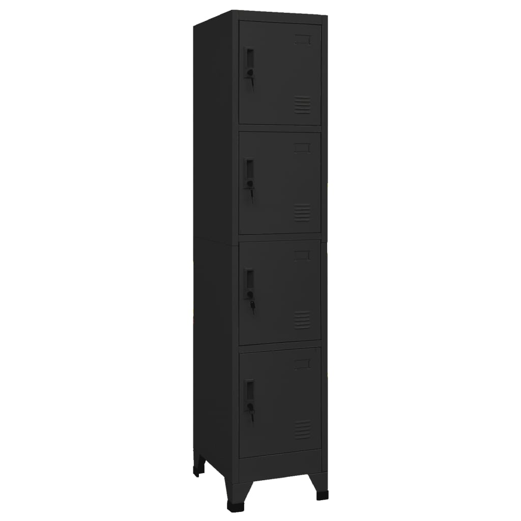 Armoire Industrielle en Métal Noir-avec 4 casiers-1-La-Fabrique-Industrielle