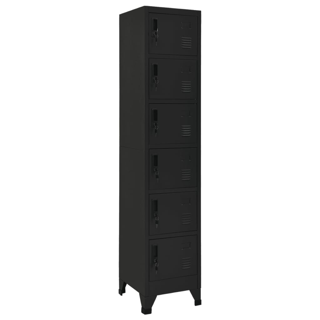Armoire Industrielle en Métal Noir-avec 6 casiers-1-La-Fabrique-Industrielle