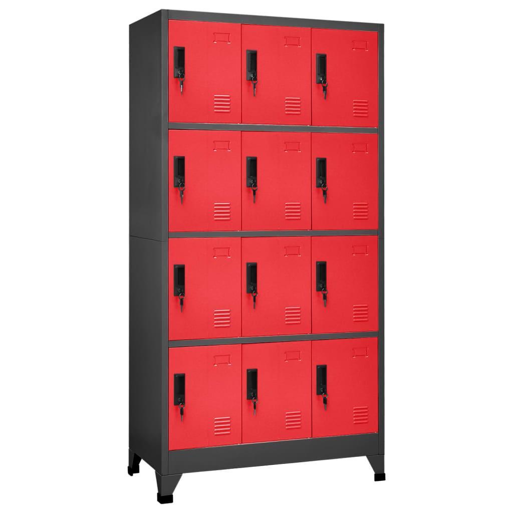 Armoire Métallique Rouge Style Industriel-Avec 12 casiers-1-La-Fabrique-Industrielle
