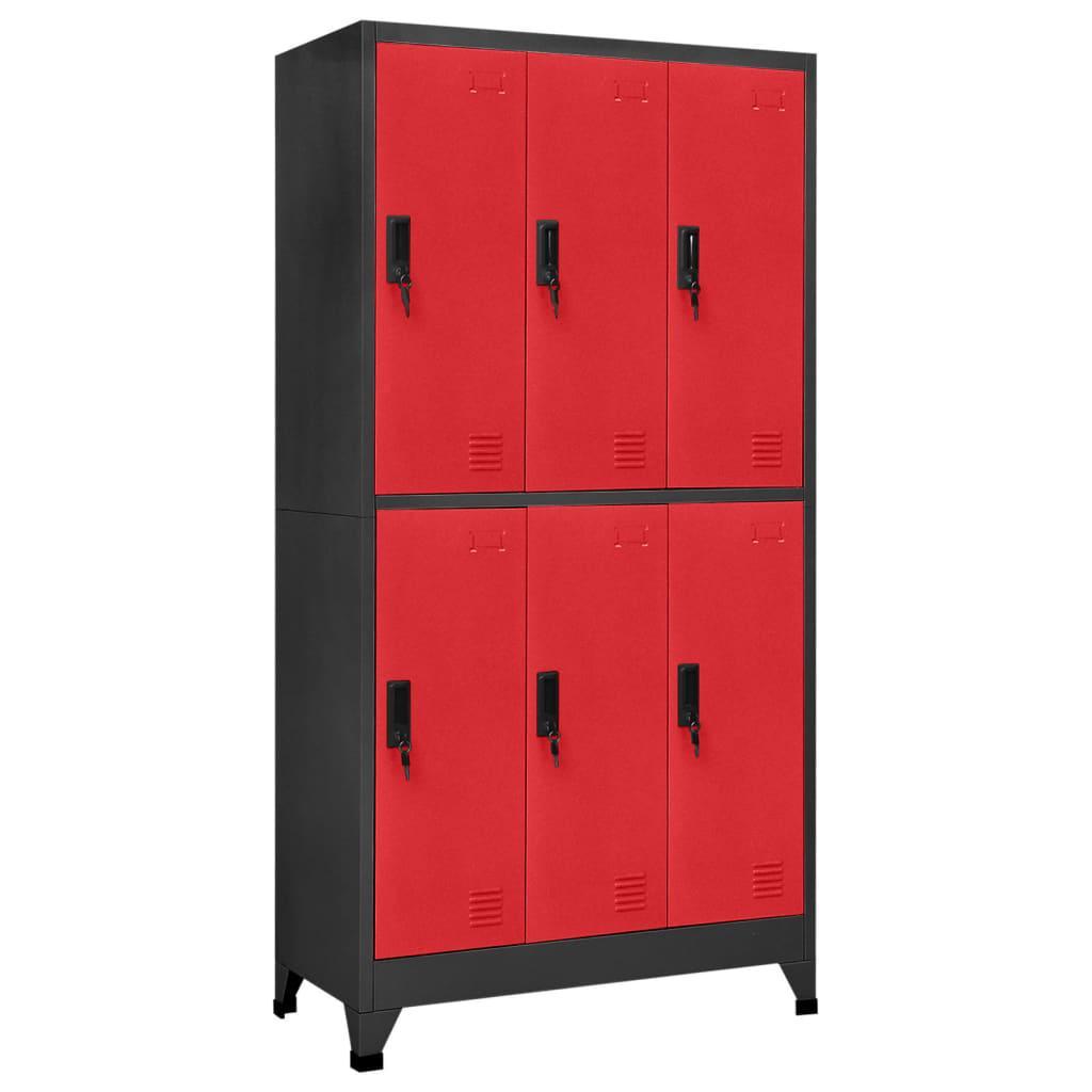 Armoire Métallique Rouge Style Industriel-avec 6 casiers-1-La-Fabrique-Industrielle