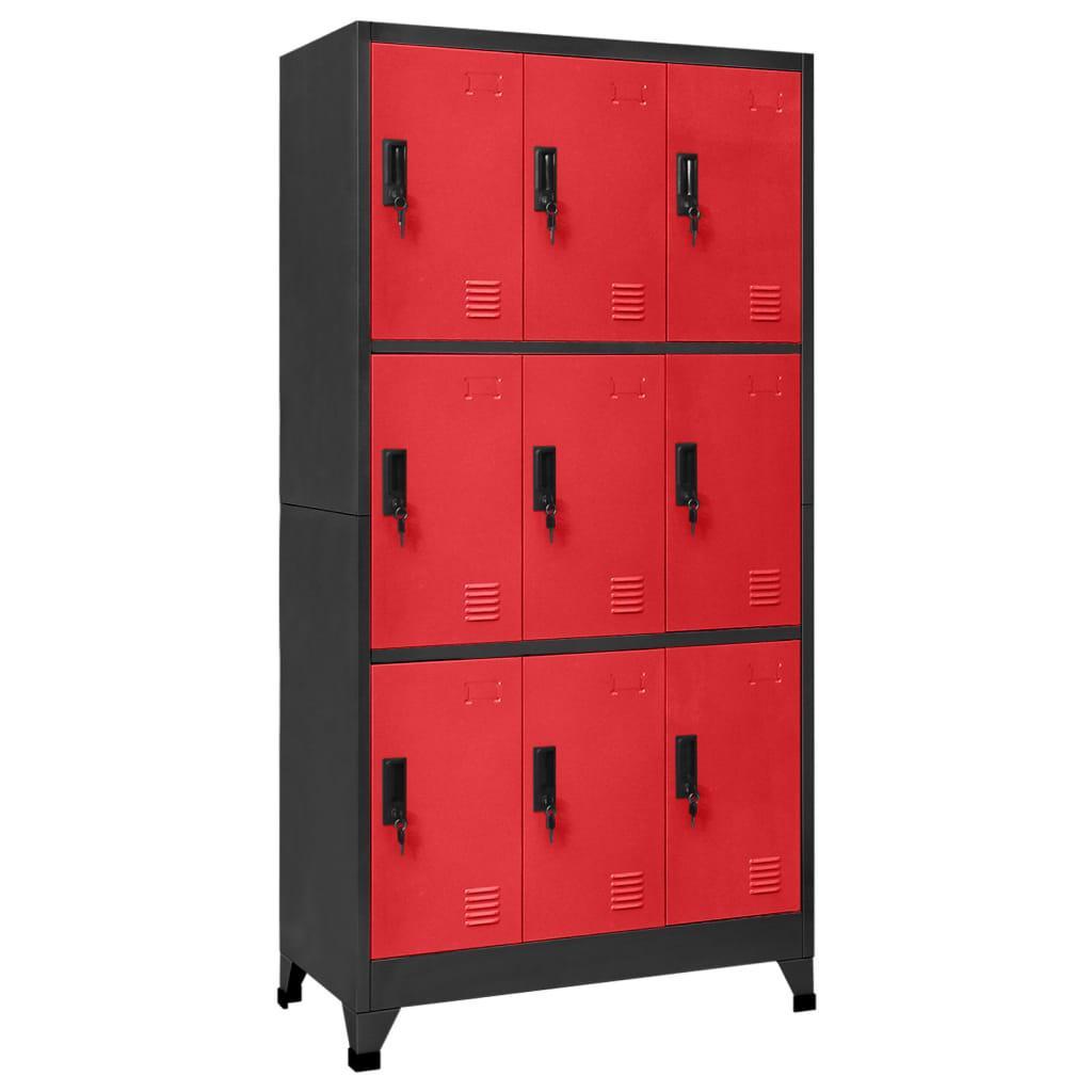 Armoire Métallique Rouge Style Industriel-avec 9 casiers-1-La-Fabrique-Industrielle