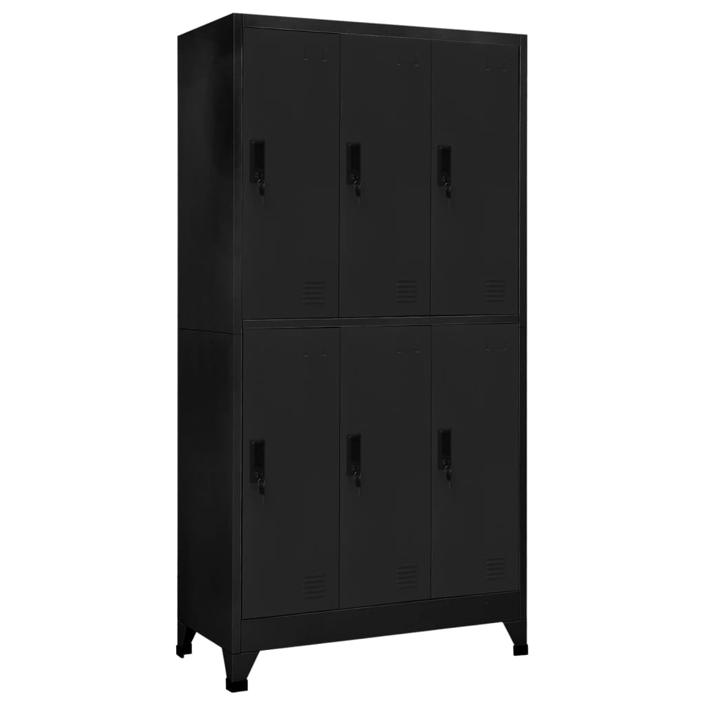 Armoire Métallique Vestiaire en Acier Noir-avec 6 casiers-1-La-Fabrique-Industrielle