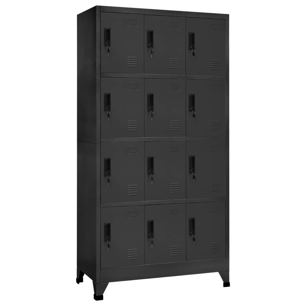 Armoire Métallique à Casiers Anthracite-Avec 12 casiers-1-La-Fabrique-Industrielle