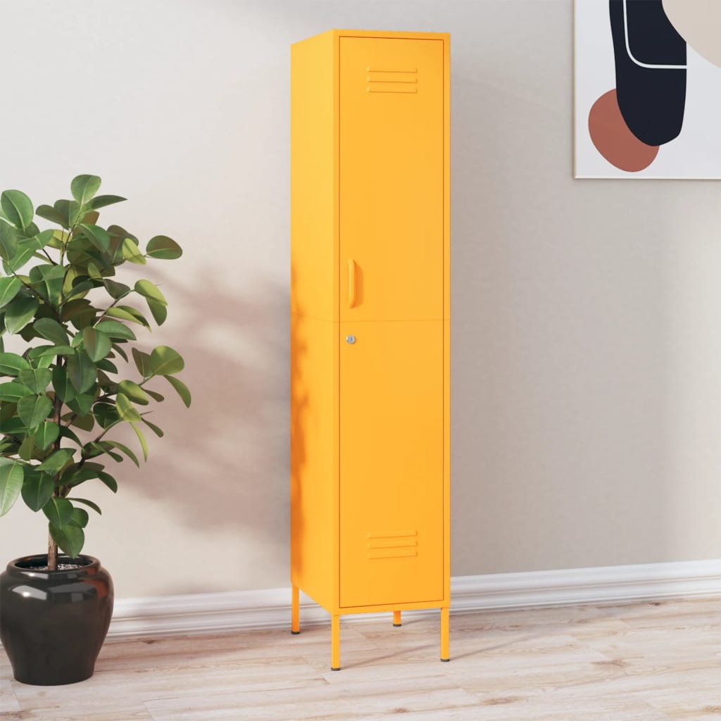 Armoire Métallique en Acier 1 Porte Style Industriel-jaune moutarde-1-La-Fabrique-Industrielle